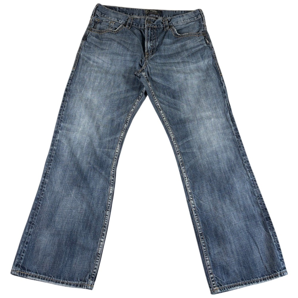 Silver Jeans Co. Gordie Jeans Mens 38x34 Blue Denim Relaxed Straight M8456LD308